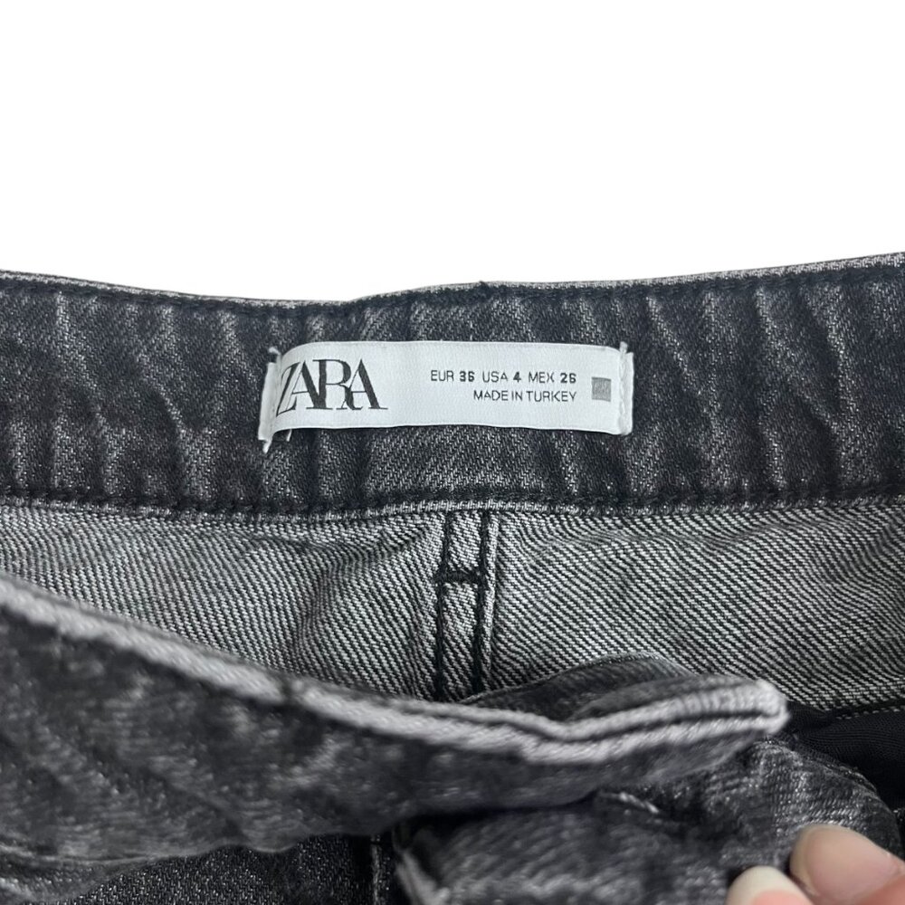 Zara Black distressed high rise denim button fly shorts - Picture 5 of 12